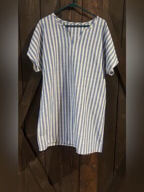Blue and White Striped Tunic Dress